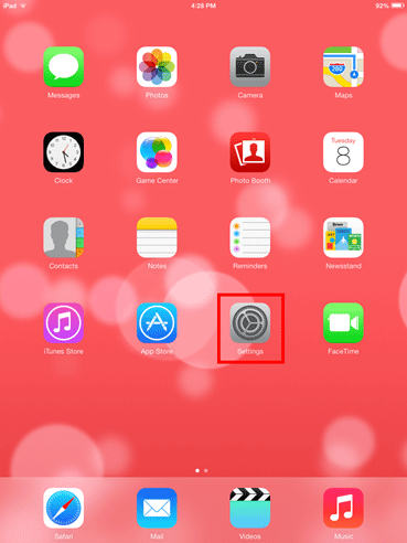 iDevice Home Screen, Settings Icon